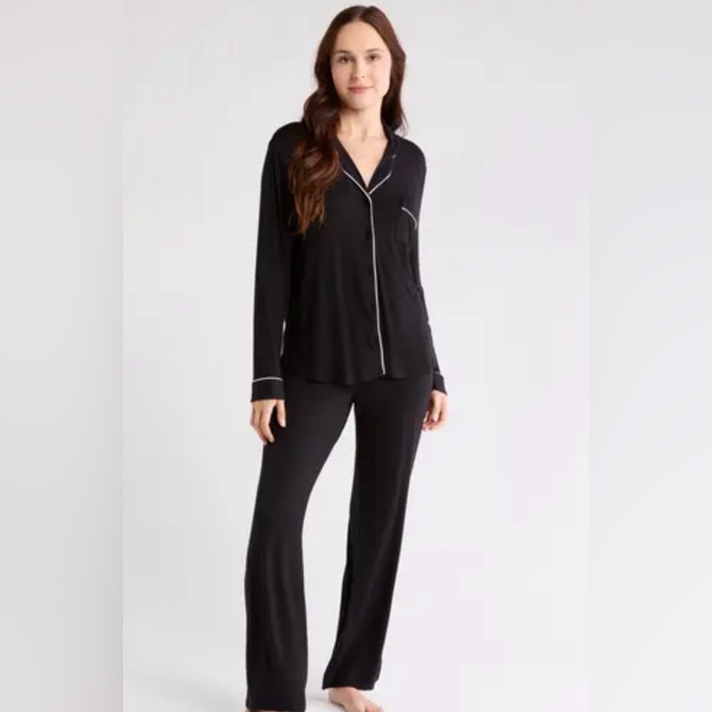 Nordstrom Black Pajama Set with White Trim